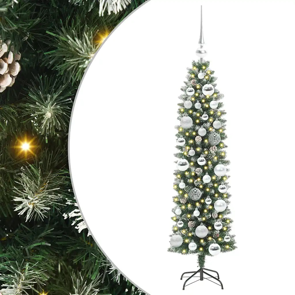 Albero di Natale Artificiale Sottile Verde e Bianco 120 cm 3395274