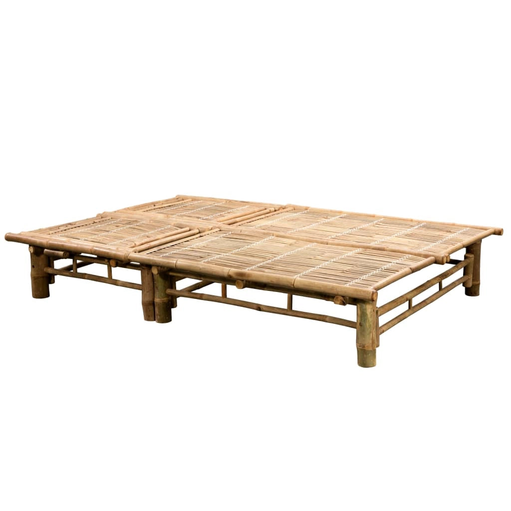 Lettino prendisole sedia a sdraio lettino prendisole letto da giardino mobili da esterno per patio per 2 persone con cuscini in bambù 02_0012902