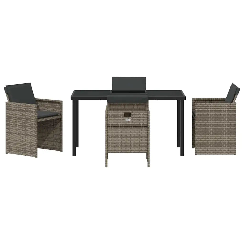 Set da Pranzo per Giardino con cuscino 5 pcs Grigio polyrattan 3379949