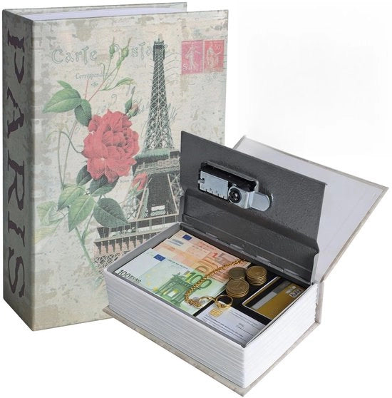 Cassetta Segreta a Forma di Libro - Cassetta di Sicurezza con Cassetta di Cifre - Per Chiavi/Contanti/Documenti/Oggetti di Valore - Materiali: Carta/ABS/Metallo - Dimensioni: 180 x 115 x 55 mm - Codice di Accesso: Tre Cifre - Cassetta Segreta Nascosta