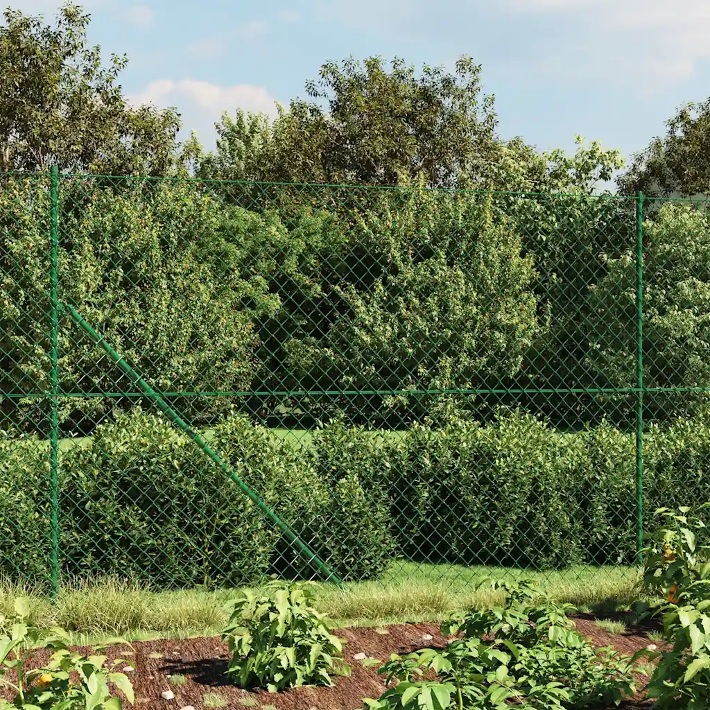 Recinzione da Giardino | Recinzione a Rete con Flangia Verde 1,4x25 m
