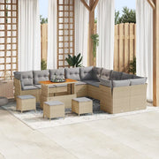 Set Divano da Giardino 14 pcs Beige e Grigio Chiaro polyrattan