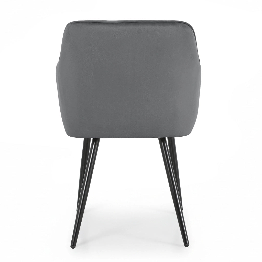 Set di 6 Sedie in velluto trapuntato DIAMANTE Grafite gambe nere