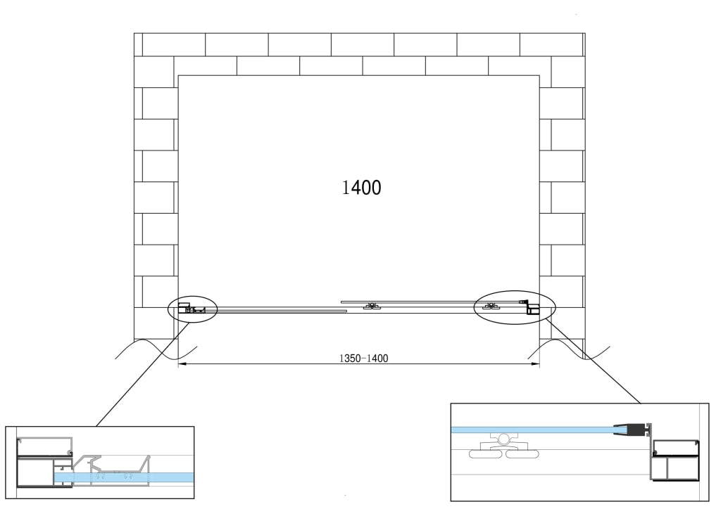 Porta doccia vetro 6 mm per installazione in nicchia Altezza 190 cm installazione reversibile cm 135-140