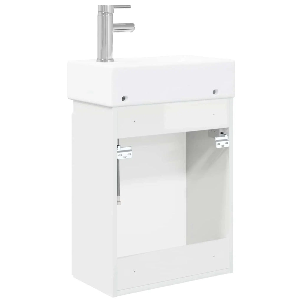 Mobile Bagno | Armadio da bagno con rubinetto Bianco Lucido 45,5 x 25,5 x 84 cm
