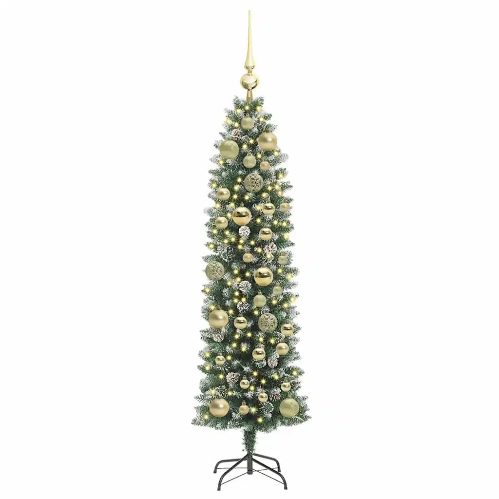 Albero di Natale Artificiale Sottile Verde e Bianco 120 cm 3395273