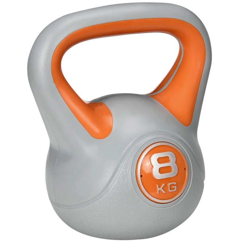 KETTLEBELL 8 KG IN PU E SABBIA CON BASE PIATTA 20 X 14 X 24 CM ARANCIONE