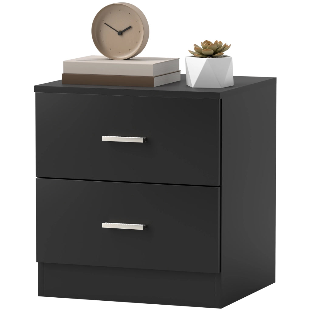 Comodino moderno con 2 cassetti ¨C Xylo ¨C nero 45x39,5x49 cm