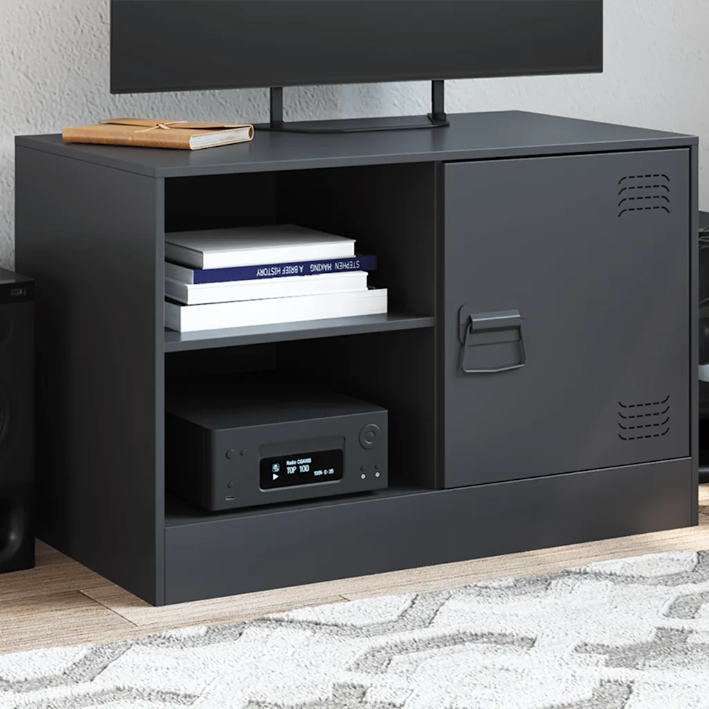 Mobile TV-Credenza per TV-Console TV Nero 67x39x44 cm in Acciaio 911999