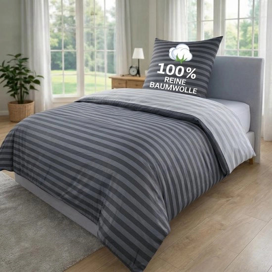 Set a letto 155x220 cm - 2 pezzi - Coperta da letto 155x220 cm - Cuscino 80x80 cm - Inversibile - Cotone respirante