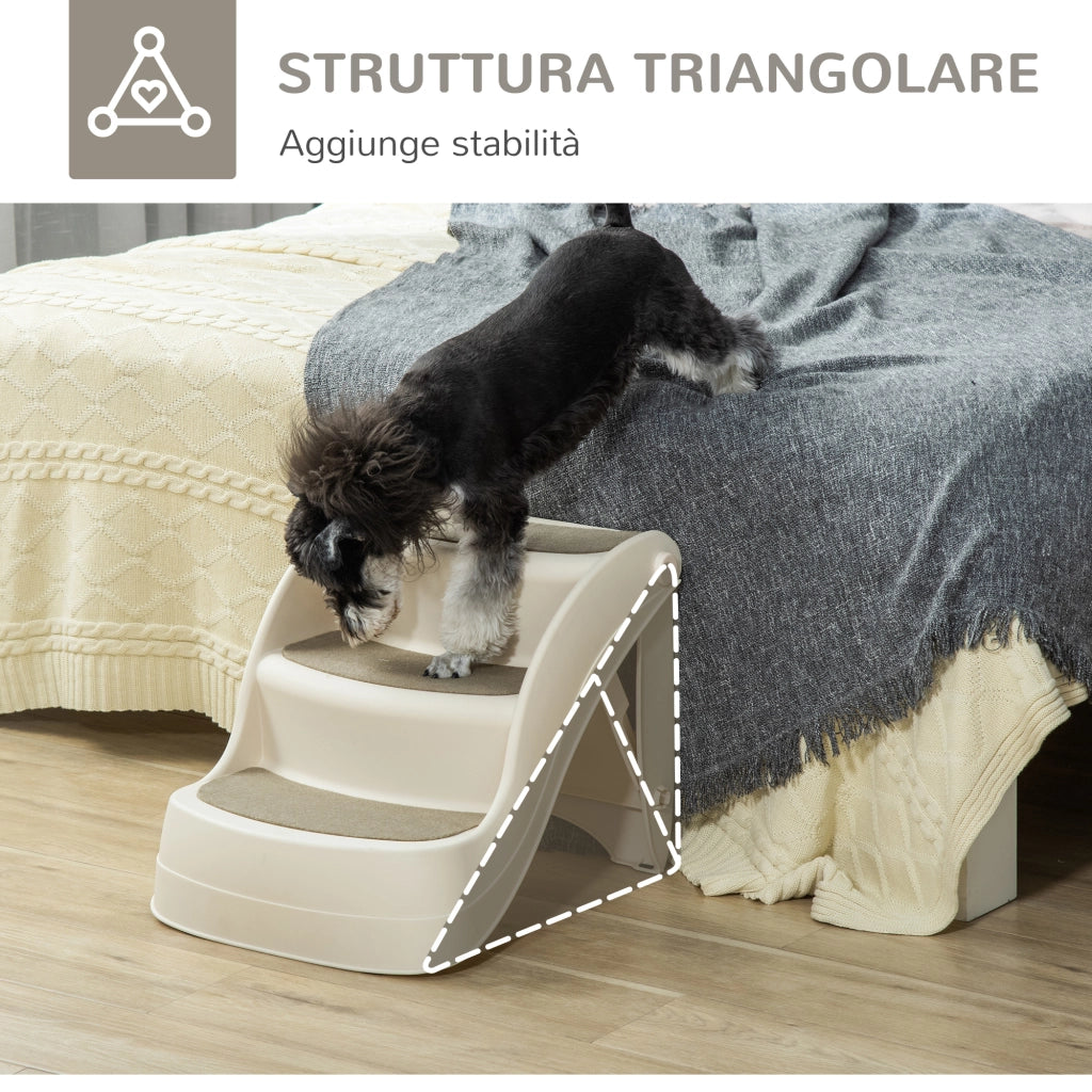 Scaletta per Animali Pieghevole ¨C Xylo ¨C 3 Gradini Antiscivolo PP Beige 49x38x38cm