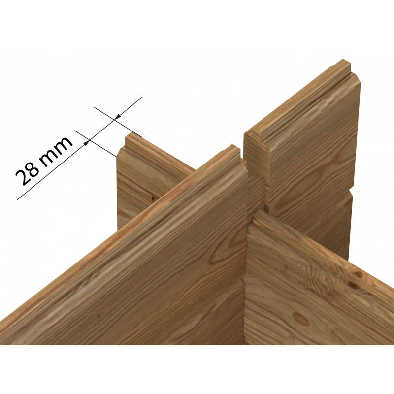 Casetta da giardino in legno impregnato 250x250 cm con pareti 28 mm e porta doppia con vetro, casetta esterna 5 m² - Esterni da Vivere