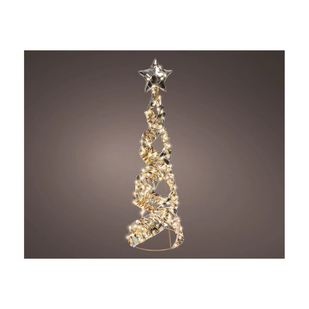 Albero natale cono Oro c/led bianco caldo d16x60cm OUT