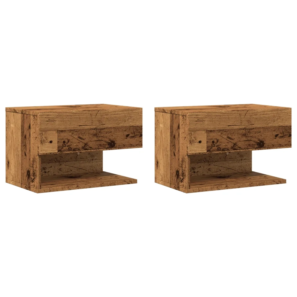 Comodini da Parete 2pz Legno Antico 856821