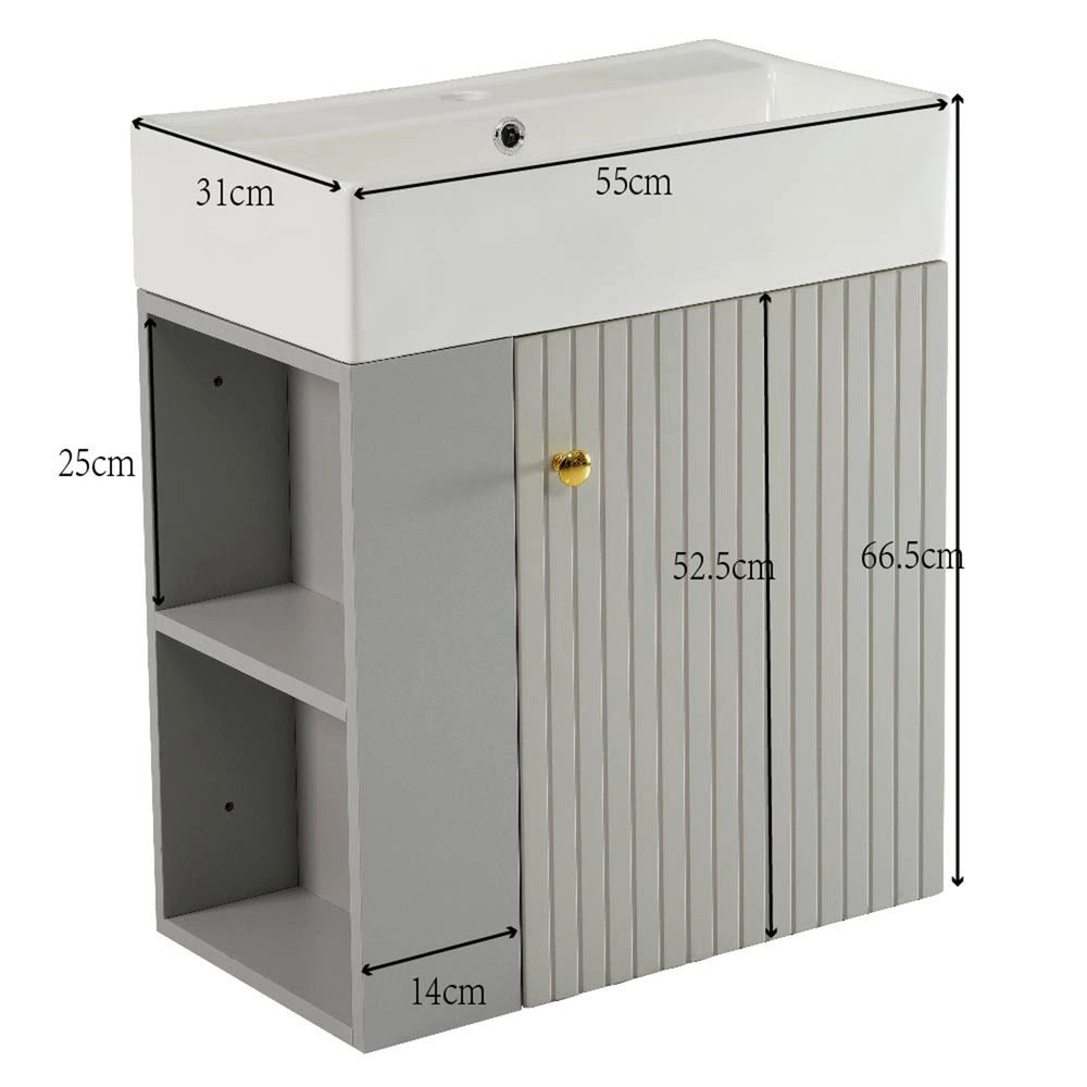 Mobile Bagno con Lavabo e Sottolavabo Pensile 55 cm ¨C Xylo ¨C Grigio Chiaro