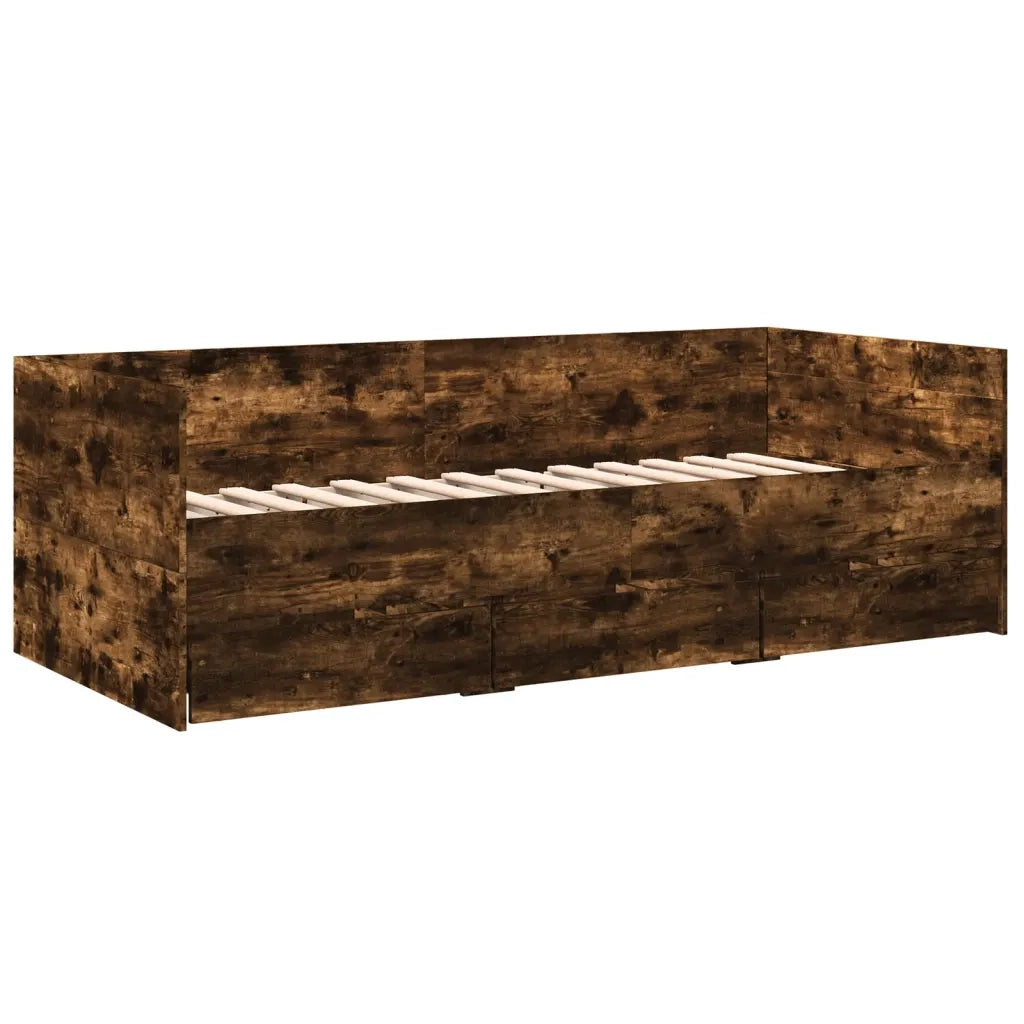 Divano Letto con Cassetti senza Materasso Rovere Fumo 100x200cm 3280815