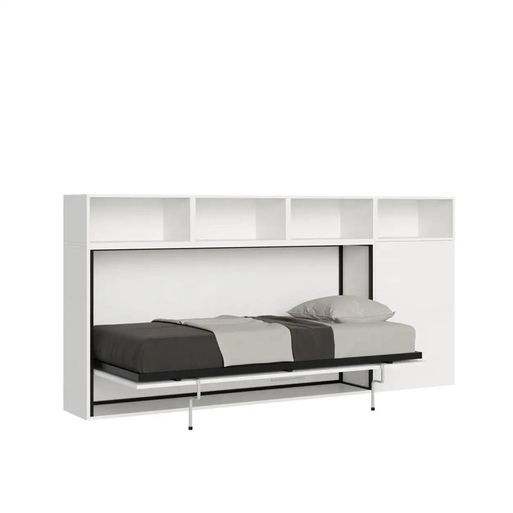 Letto singolo a scomparsa Kando comp.A bianco frassino