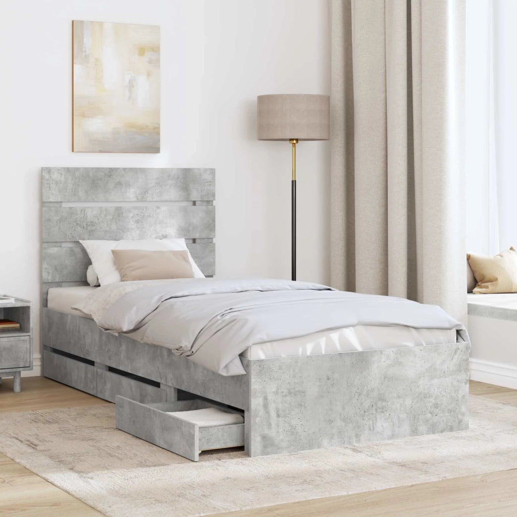 Struttura del letto con cassetto Grigio cemento 90 x 200 cm 3411860
