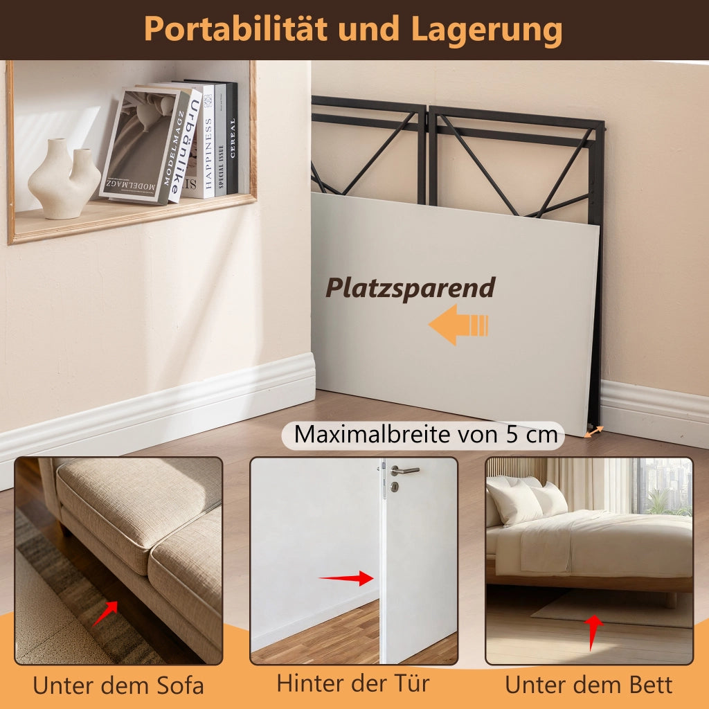 Scrivania pieghevole multifunzione con piano in MDF e struttura in metallo per ufficio e soggiorno 99×50×75 cm