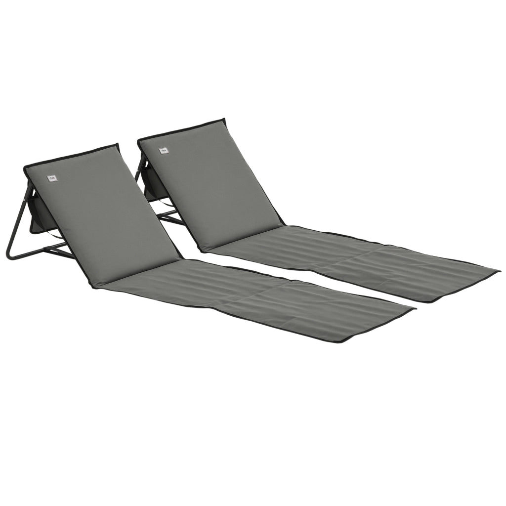 Lettino da Spiaggia Pieghevole ¨C Xylo ¨C Set 2 Pezzi con Schienale Reclinabile Grigio 142x51x40 cm