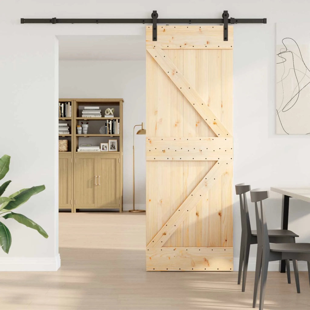 Porta scorrevole NARVIK Naturale e Nero 70 x 210 cm (213,5 cm) 3445209