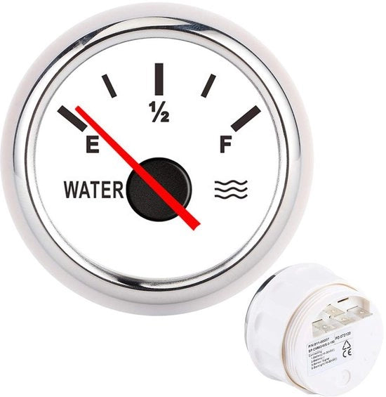 Misuratore di livello dell'acqua con alta precisione - Indicatore del livello dell'acqua - Adatto per marine/truck/RV - In acciaio inossidabile - Illuminazione di sfondo - Installazione semplice - Misuratore di liquido