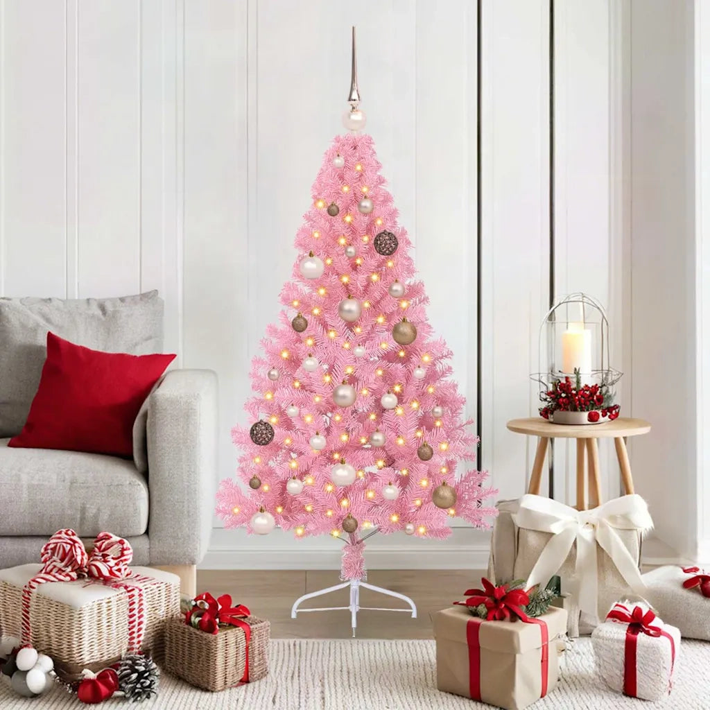 Albero di Natale | Decorazioni natalizie artificiale con luci integrate Rosa 150 cm PVC