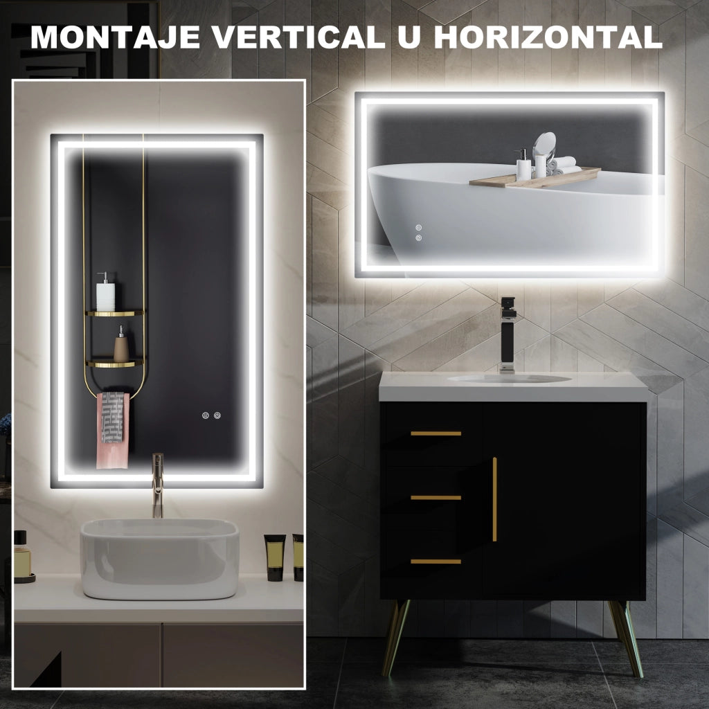 Specchio da Bagno LED Antivaho ¨C Zephmum ¨C 100x60 cm Bianco