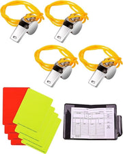 Set di carte di ammonimento da arbitro di alta qualità 8 pezzi - Carte di ammonimento rosse e gialle per calcio - Fischietto con corda - Accessori per il gioco di calcio T