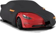 Autoportaogatelli premium per Tesla Model Y (2020-2025) 100% impermeabile copertura all-weather con connessione di carreggiata protezione UV e strisce riflettenti paracarro per hagel per dentro e fuori