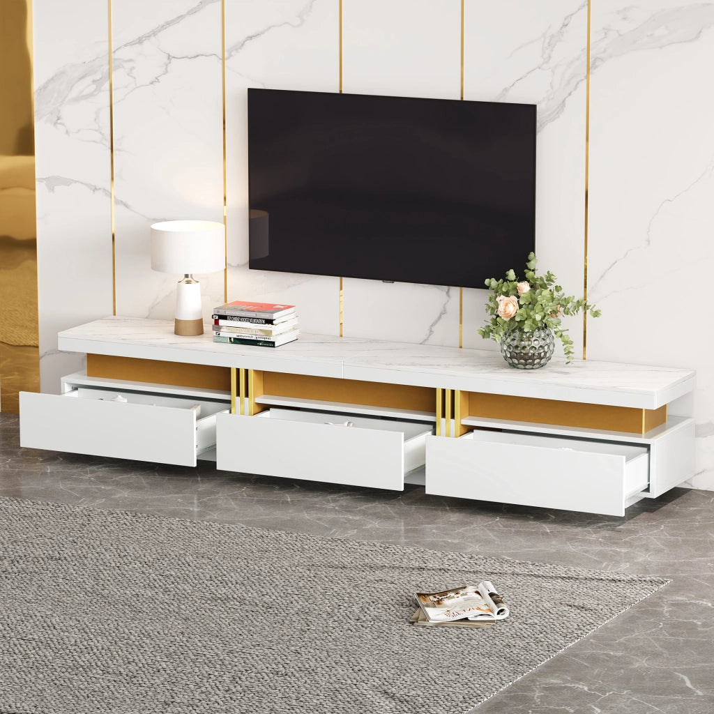 Lowboard TV bianco in truciolare lunghezza 200 cm