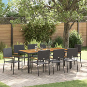 Set da Pranzo per Giardino 9 pcs Nero polyrattan