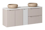 Set mobili bagno 140 cm con piano e 2 lavabi da appoggio Wiki Nova Cashmere 140 x 1401 x 40 cm