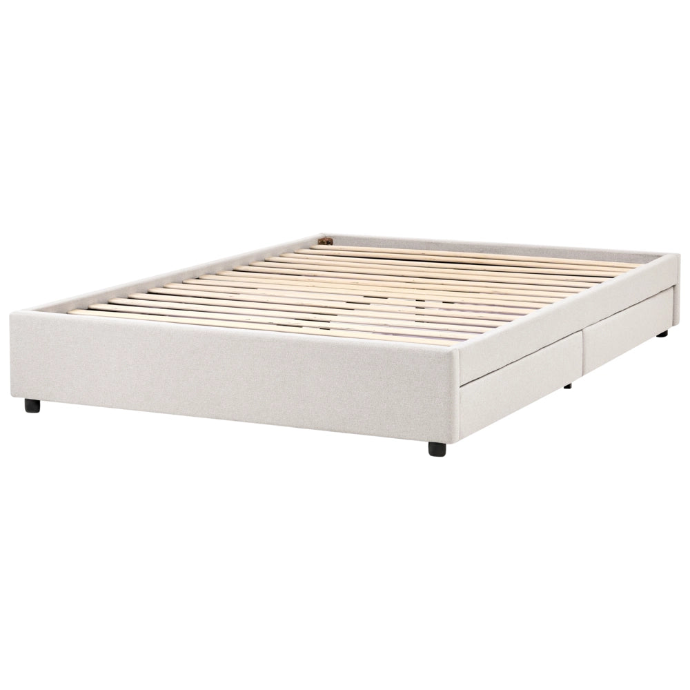 Letto matrimoniale in Tessuto beige chiaro con Cassetti 160 x 200 cm Design tradizionale