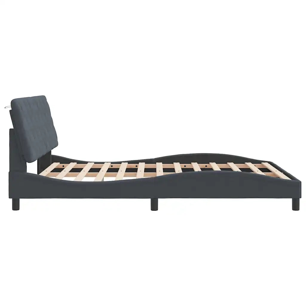 Giroletto senza Materasso-Struttura Letto Grigio Scuro 160x200 cm Velluto 552582