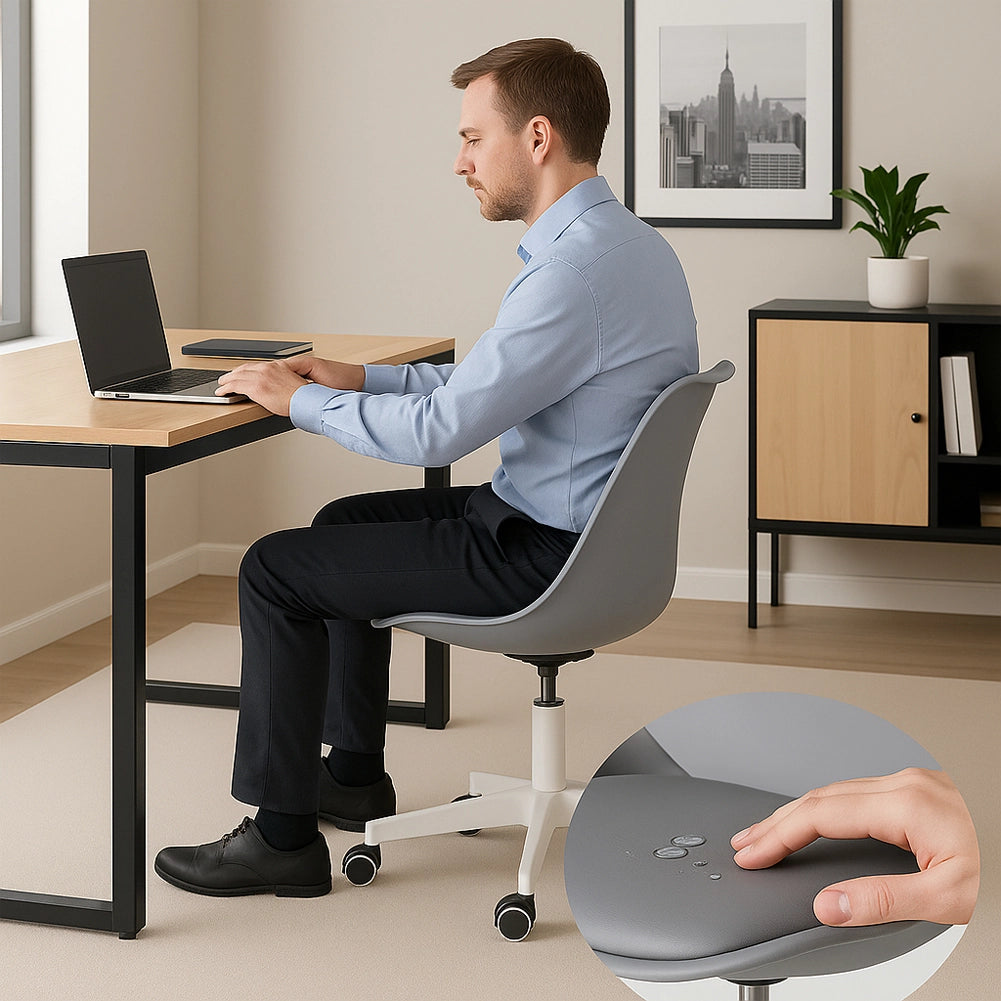 Sedia da Ufficio Poltrona da Studio Girevole Ergonomica con Ruote in PP e Schiuma Grigio