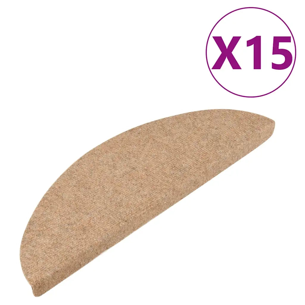 Tappeti Adesivi per Scale 15 pz 56x17x3 cm Beige 136388