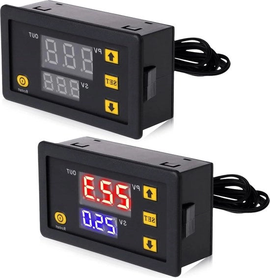 Regolatore di temperatura digitale - sonde idroresistente - alimentazione DC 12 V - riscaldamento e raffreddamento - NTC.