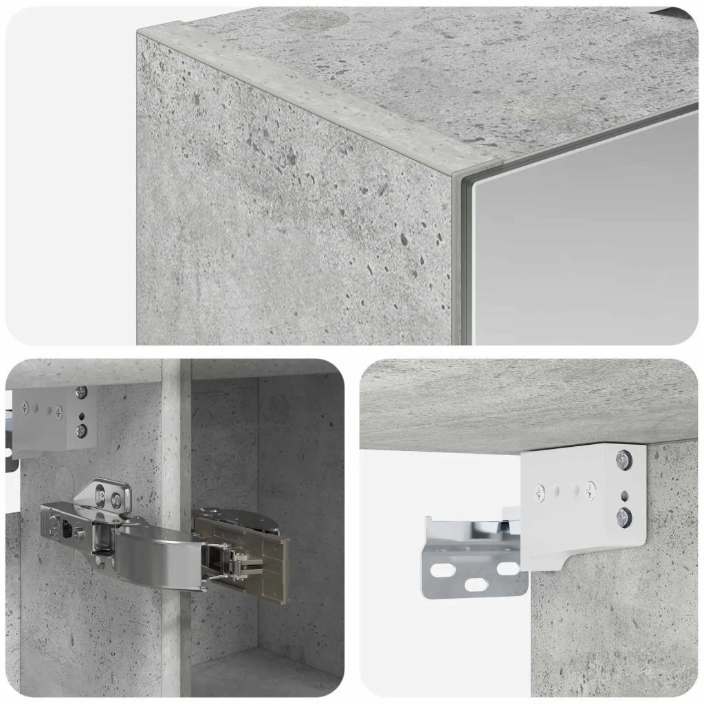 Mobiletto per specchio da bagno con lo scaffale Grigio cemento 889066