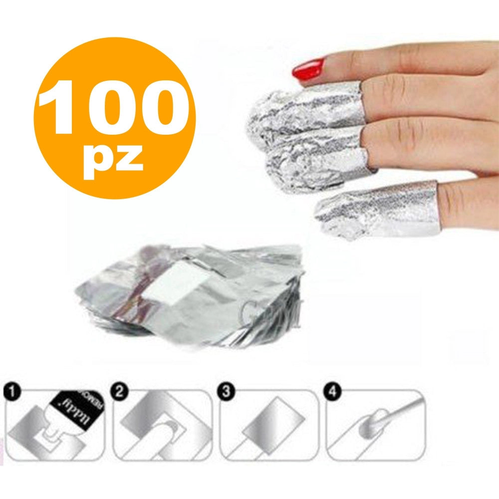 Trade Shop - Fogli In Alluminio Con Spugna Per Rimozione Smalto Gel Semipermanente Nail Art -