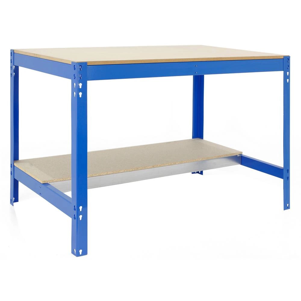 Banco tavolo da lavoro in metallo Simon Rack senza viti colore blu/legno 842x1210x610 mm Made in Spain
