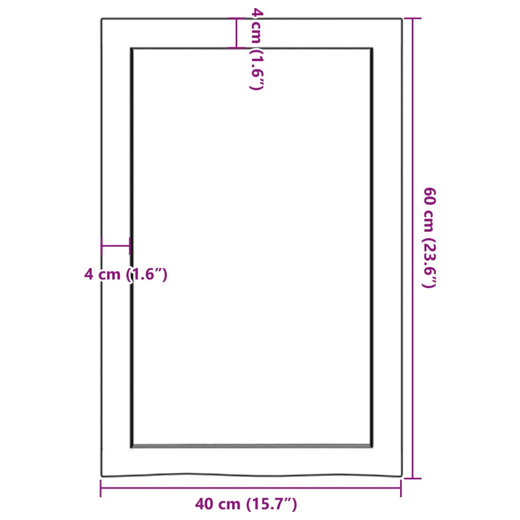 Piano Bagno Marrone Scuro 40x60x(2-4)cm Legno Massello Trattato 3156195