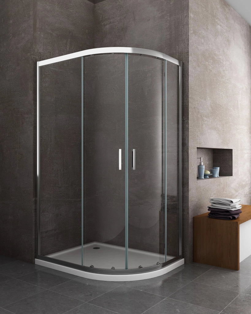 Box doccia 6 mm angolare curvo semicircolare profilo cromo reversibile H.190 80x120 destro piatto incluso