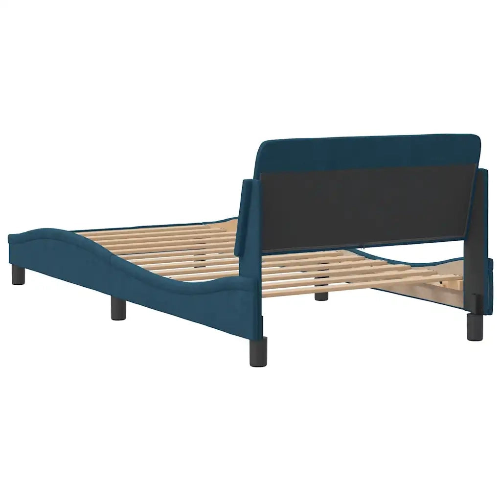 Letto singolo | Letto per adulti | Giroletto con Testiera Dover Blu 100x200 cm in Velluto