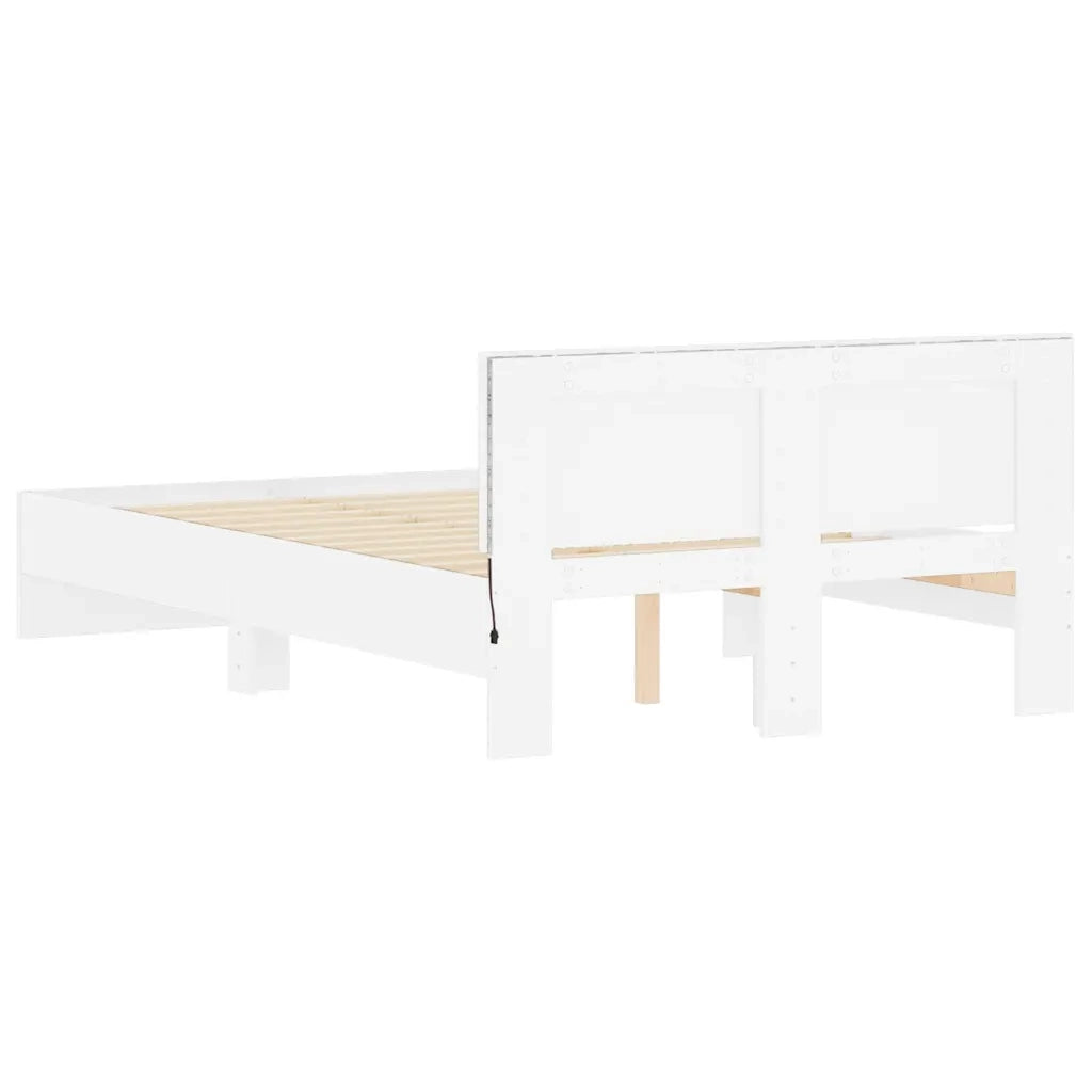Letto matrimoniale | Letto per adulti | Giroletto con Testiera e LED Bianco 120x200 cm