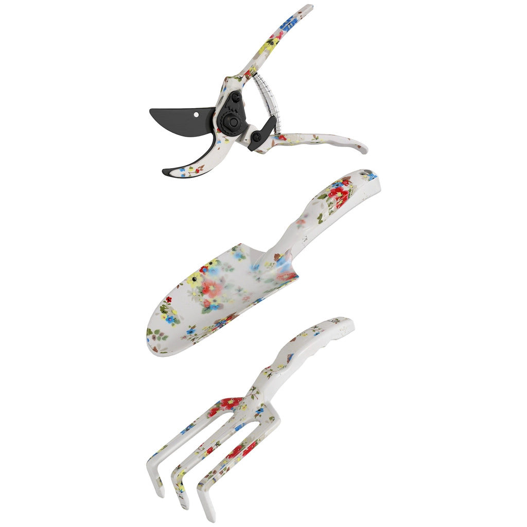 Set attrezzi da giardino 3 pezzi ¨C Xylo ¨C alluminio con forbici, paletta, rastrello