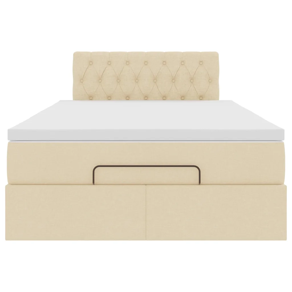 Pouf Letto con Materasso e LED Crema 120x190cm in Tessuto 3312379