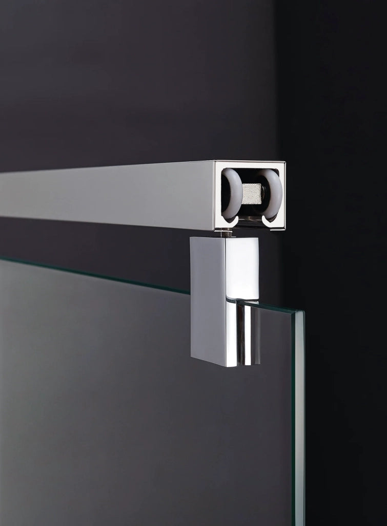 Box doccia frontale FUTURA 2 fissi + 2 scorrevoli 140 cm (132-142) acciaio inox lucido vetro trasparente