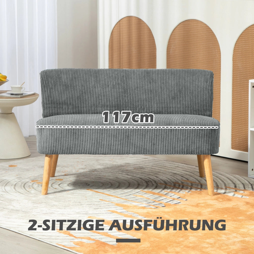 Divano 2 Posti ¨C Minimal ¨C Tessuto Grigio 117x56,5x77 cm