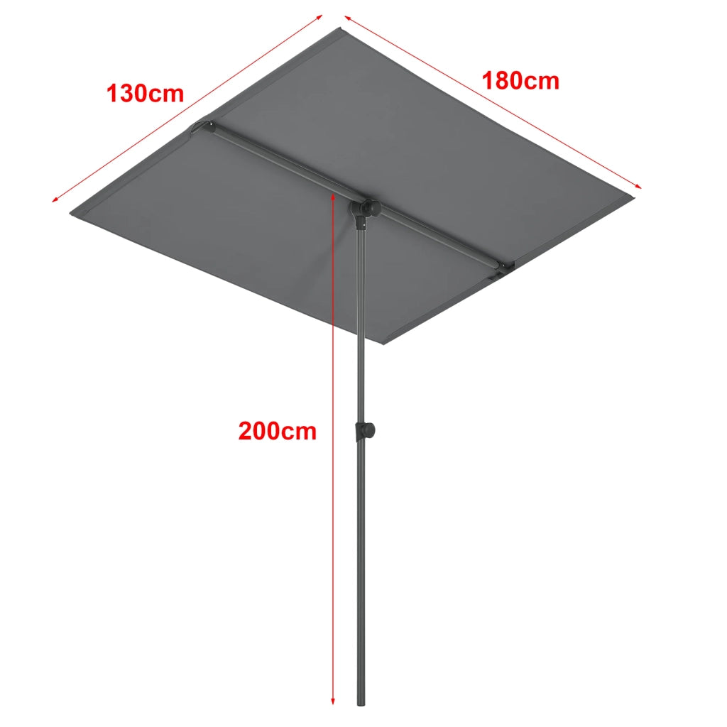 Ombrellone rettangolare inclinabile a 360° 180 x 130 cm grigio 03_0008046